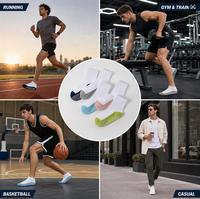 Chaussettes de sport courtes personnalisées avec logo, antidérapantes, en silicone, en spandex et polyester, respirantes, en tricot, pour le fitness, le basketball et les occasions décontractées