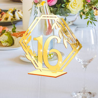 Numéros de table 3D en acrylique, centres de table de mariage, supports de marquage des places dorés et argentés effet miroir, panneaux DIY pour décorations de réception