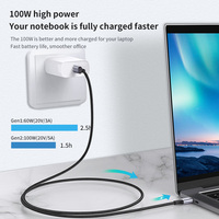 Câble de données USB 3.2 Type-C vers Type-C en nylon de haute qualité 100W à charge rapide pour ordinateur portable, téléphone, ordinateur et écouteurs avec puce intelligente