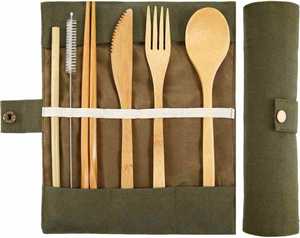 Juego de Cubiertos de Bambú Portátil para Viaje, con Palillos, Cuchara, Pajita y Bolsa de Tela, Juego de Seis Piezas con Logotipo Personalizado - Product Image 3