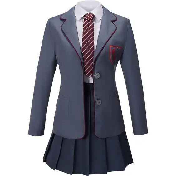 Birincil çocuk yüksek çocuklar anaokulu okul üniformaları erkek kız etek seti geri okul Dressy üniforma takım elbise