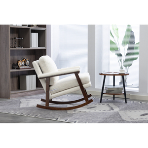 Fauteuil à bascule moderne en velours avec rembourrage doux et écologique, structure en bois, design capitonné pour la maison, le bureau et l'appartement - Product Image 1