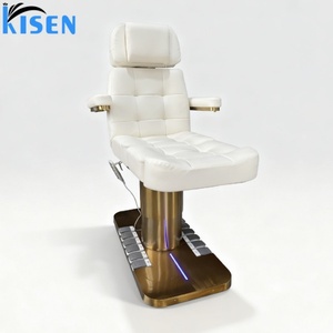 KISEN Foldable Portable Adjustable Modern PVC Leather Electric Beauty Salon Massage Facial Spa <b>Table</b> Gym <b>White</b> Luxury Salon - Product Image 4