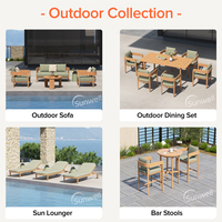 Meubles d'extérieur en teck huilé durable, sièges doux, bois massif, salon de jardin, canapé de patio avec coton à séchage rapide
