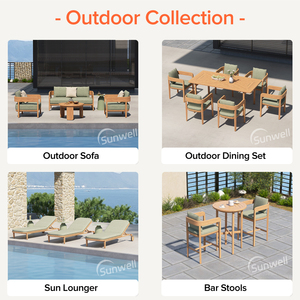 Meubles d'extérieur en teck huilé durable, sièges doux, bois massif, <span class=keywords><strong>salon</strong></span> de <span class=keywords><strong>jardin</strong></span>, canapé de patio avec coton à séchage rapide - Product Image 2