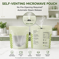 Sachet d'emballage alimentaire autoportant imprimé sur mesure, haute température, à évacuation automatique de vapeur, pour repas surgelés et préparés