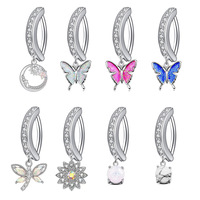 Pendentif incurvé en zircon papillon et libellule pour piercing de nombril, bijou de nombril tournesol