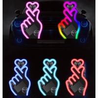 Lumière de fenêtre de voiture solaire en forme de cœur, détection de vibrations, lumière ambiante intérieure sans fil, installation facile