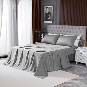 100% 竹粘胶OEKO TEX 300TC 60s床上用品特大号白色和银色4pcs床上用品套装现货 - Product Image 1