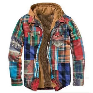 Veste d'hiver à capuche pour homme, à carreaux, matelassée, doublée, avec fermeture éclair, vêtement d'extérieur décontracté, logo personnalisé - Product Image 1