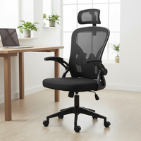 Chaise de bureau ergonomique moderne en maille pivotante avec accoudoirs réglables, roulettes pivotantes, structure en PP, design confortable pour salon et maison