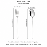 Cuillère et fourchette en acier inoxydable de style coréen pour hôtel, restaurant, cuisine domestique, finition polie miroir
