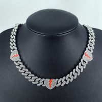 Collier chaîne cubaine Hip Hop Iced Out Cœur Brisé en alliage avec strass, 18 pouces, cadeau unisexe pour rappeur