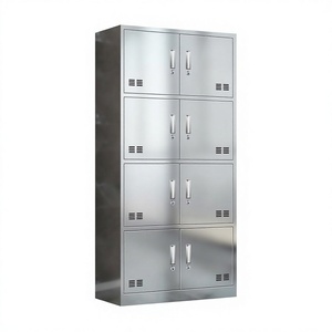 Armario de Almacenamiento Multifuncional de Acero Inoxidable, Armario de Almacenamiento Industrial y Comercial con 8 Puertas - Product Image 2
