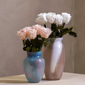 2024 La flor eterna más popular en jarrón de cerámica para la decoración de la Mesa del hogar Venus Forever Fleur preserved Rose con caja de tallo largo