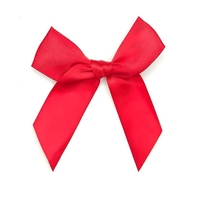 Noeud en ruban rouge en polyester pré-noué de 2,5 cm pour l'emballage et la décoration de cadeaux de Noël