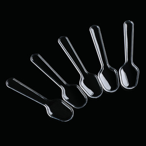 Mini-cuillères jetables en plastique transparent PP de 7,5 cm pour dégustation de desserts et fêtes, emballées individuellement - Product Image 3