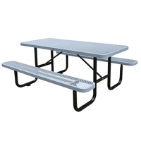Table de pique-nique ronde extensible en métal pour extérieur, ensemble de mobilier de jardin, table basse d'extérieur en acier avec