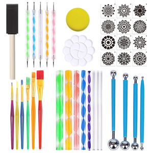 38ชิ้นภาพวาดลายจุดบนเล็บหินแมนดาลาภาพวาดหินมันดาลาบอลลายฉลุชุดถาดสีสไตลัสชุดเครื่องมือแต่งจุดแมนดาลา - Product Image 1