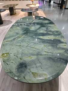 Dalle de marbre vert écologique imperméable pour mur décoratif intérieur de luxe, veinage paysager naturel, surface polie, style moderne - Product Image 6