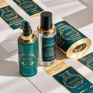 <span class=keywords><strong>Rouleau</strong></span> d'étiquette privée or auto-adhésif d'autocollant étanche personnalisé pour bouteille de parfum de pot cosmétique - Product Image 2