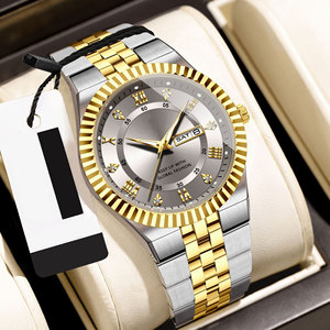 Hot Sale Custom Luxury Fashion Men Business <strong>Watch</strong> Alloy Stainless Steel Band Quartz Waterproof 42mm <strong>Diamond</strong> Luminous - Product Image 2