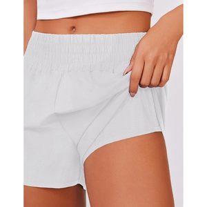 Pantalones cortos para correr de cintura alta FOXA con bolsillos con cremallera para mujer, pantalones cortos deportivos ligeros para entrenamiento en gimnasio, forro de malla de secado rápido - Product Image 4