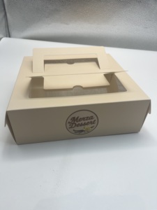Popolare cartone bianco grande torta scatola di stampa logo personalizzato <span class=keywords><strong>per</strong></span> la torta di imballaggio con maniglia finestra di plastica - Product Image 4