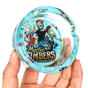 Marque 85mm rond cendrier en verre impression 3d personnalisé horreur Logo hôtel dessin animé cendrier pas cher - Product Image 5