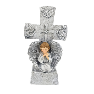 La prière du commerce extérieur de la croix de Sainte-<span class=keywords><strong>Marie</strong></span> est décorée d'une statue de Cupidon Ornement de jardin Artisanat en résine - Product Image 2