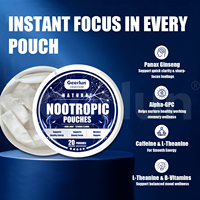 Pochettes orales personnalisées OEM à base de L-Théanine pour l'énergie, améliorent la clarté mentale et la concentration, avec caféine, pour les nootropiques