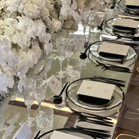 Plateaux de présentation de luxe en verre transparent avec bordure noire pour décoration de mariage