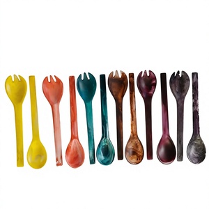 Multicolour Epoxy Resin Salad <b>Server</b> Sets Multifunctional Kitchenware Dinnerware Tableware Food Serving Spoon & Fork Set - Product Image 1