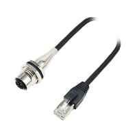 Connecteur automobile M12 8 broches X-Code femelle à montage frontal vers câble adaptateur RJ45 8P8C avec contacts en alliage de cuivre blindés, indice de protection IP67