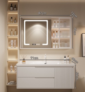 Modern Wall-Mounted Bathroom Vanity with LED Mirror Ceramic Basin 60 In MDF Cabinet Minimalist Design - Product Image 4