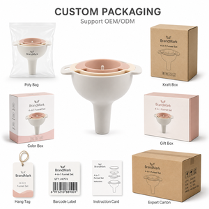 Ensemble d'entonnoirs multifonctions 4 en 1 avec logo personnalisé, filtre amovible, entonnoirs de <span class=keywords><strong>cuisine</strong></span> en plastique empilables pour le transfert d'huile et de liquides - Product Image 5