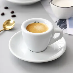 Taza y platillo de cerámica para café y hogar, taza de café de porcelana extra gruesa para espresso, venta al por mayor