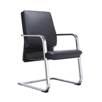 Chaise de bureau de direction moderne en cuir synthétique noir de luxe, ergonomique, sans roulettes