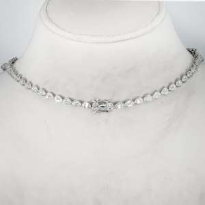 Collier à double rangée de diamants en or blanc 14 carats, best-seller, bijoux de soirée de luxe, disponible à la vente - Product Image 2