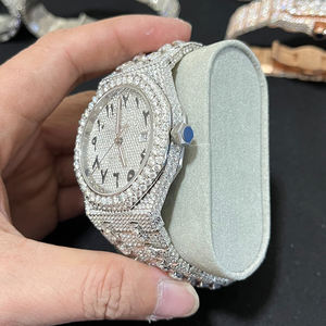 Montres automatiques en acier inoxydable avec cadran rond personnalisé, serties de diamants, style hip-hop, sans taxe, avec moissanite, pour le Moyen-Orient - Product Image 5