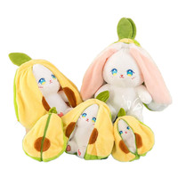 Peluche lapin transformable RT-211 Pâques fraise carotte, super douce, rembourrage en coton PP, aide au sommeil, anti-stress