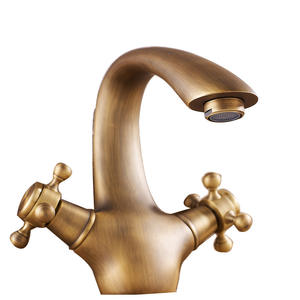 Antique baignoire <span class=keywords><strong>robinet</strong></span> de lavabo <span class=keywords><strong>double</strong></span> chaud et froid <span class=keywords><strong>robinet</strong></span> en cuivre - Product Image 1