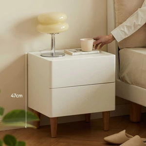 Todo el gabinete del cajón de la cama de aire de la crema blanca sólida Mesitas de Noche del casillero de doble dibujo Mesita de noche para el dormitorio - Product Image 3