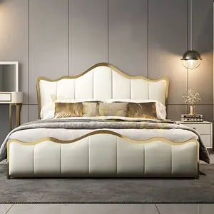 nordisch minimalistisches stoffbett leichtes kopfteil luxus-designer-schlafzimmer modernes doppelbett schlafzimmer metallbetten für schlafzimmermöbel
