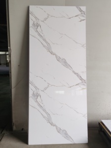 Panneau mural de douche en PVC marbre blanc doré 1/1,2 m, qualité supérieure, imperméable, finition UV, panneau décoratif pour salle de bain - Product Image 2
