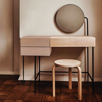Table de maquillage murale avec miroir et éclairage, avec tiroir et chaise, pour appartement en location, vente en gros d'usine