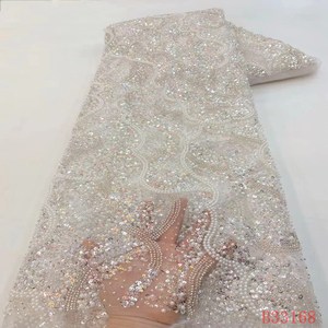 <span class=keywords><strong>Top</strong></span> End africano di alta qualità <span class=keywords><strong>Tulle</strong></span> fatto a mano oro con perline di pizzo francese - Product Image 3
