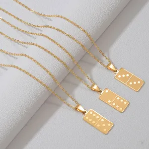푸에르토 리코 도미노 도미노 펜던트 목걸이 스테인레스 스틸 PR 보석, 없음 패턴 #569062 - Product Image 3