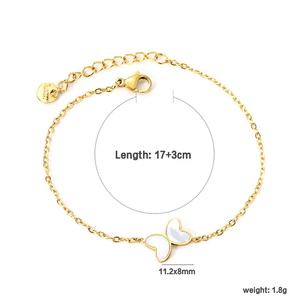 Bracelets personnalisables en acier inoxydable plaqué or 18 carats avec breloques délicates pour femmes, bijoux en gros, bracelet mignon en forme de coquille de papillon - Product Image 2