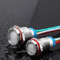 Lumière indicatrice LED en métal étanche IP67 à double couleur tricolore 12/16/19/22 mm, montage sur panneau industriel avec fil 220V